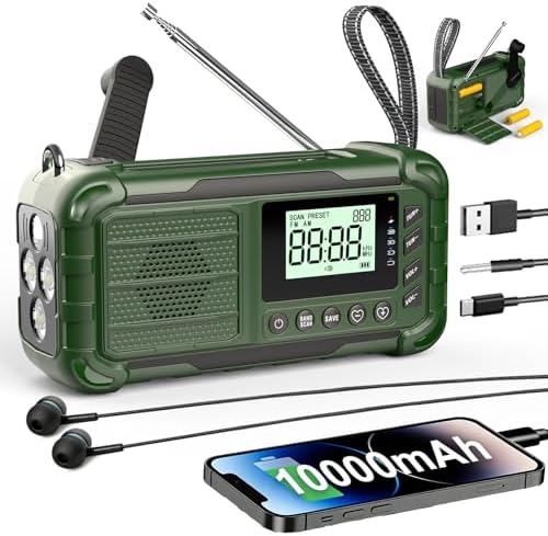 Emergency NOAA Weather Radio, 10000mAh Solar Hand Crank Radio with AM/FM