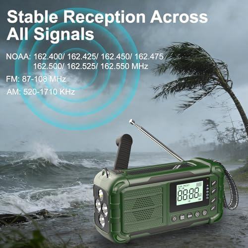 Emergency NOAA Weather Radio, 10000mAh Solar Hand Crank Radio with AM/FM
