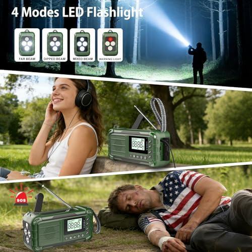 Emergency NOAA Weather Radio, 10000mAh Solar Hand Crank Radio with AM/FM