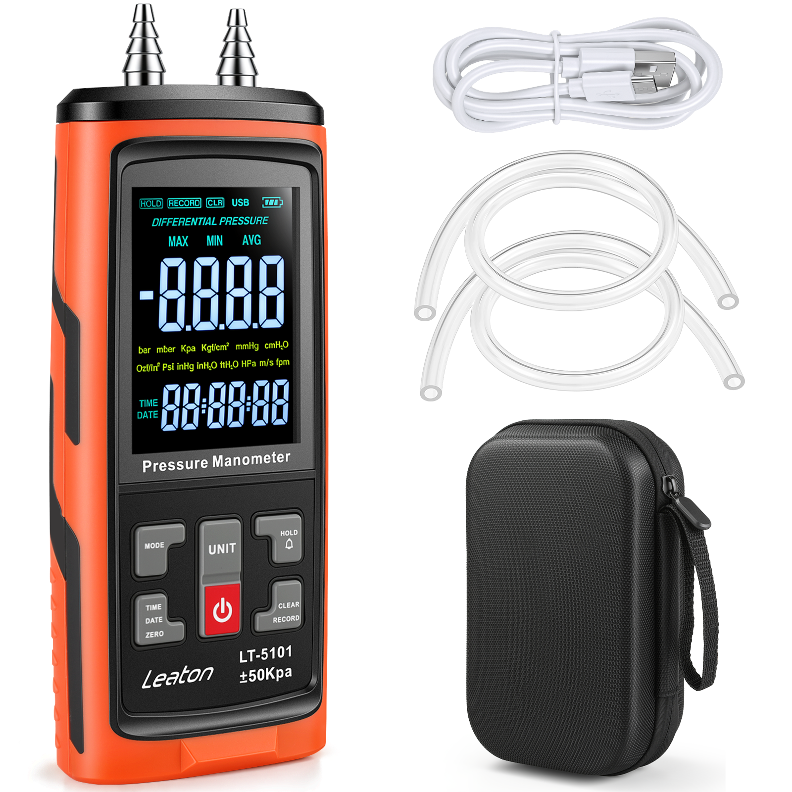 Manometer, Professional Air Pressure Meter, Dual-Port HVAC